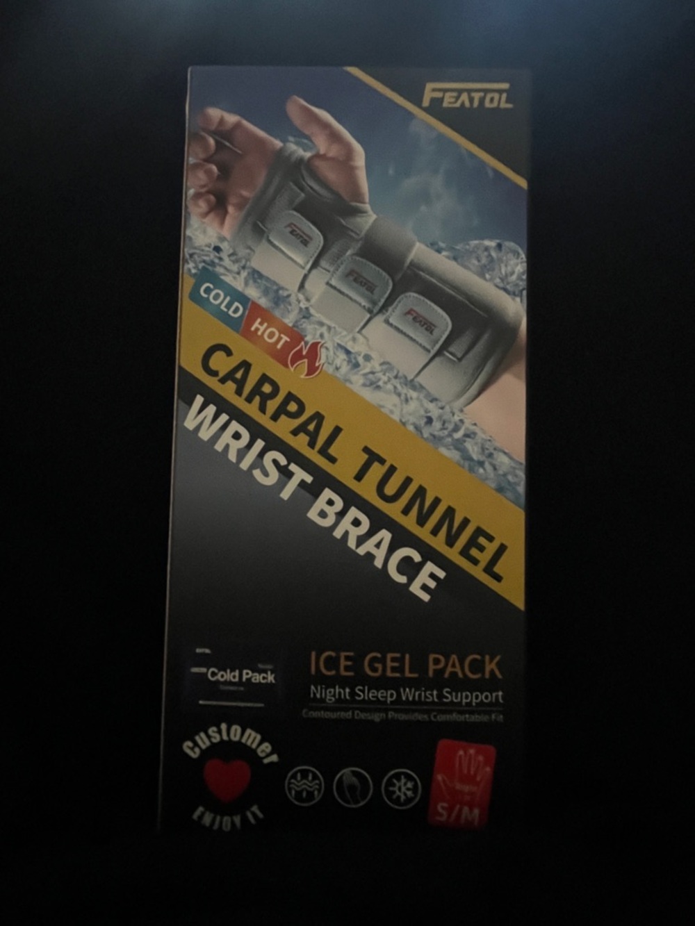 Gray Carpal Tunnel Wrist Brace with Ice Gel Pack